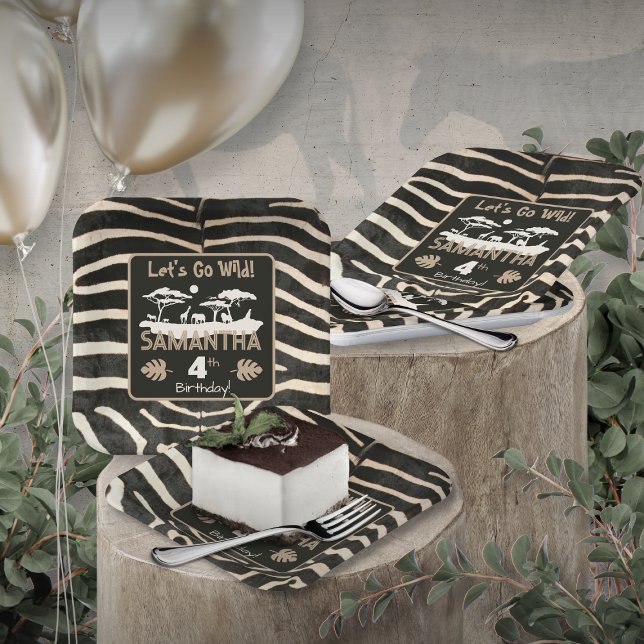 Assiettes En Carton Poster de animal Zebra Plaque papier d'anniversair (Créateur téléchargé)