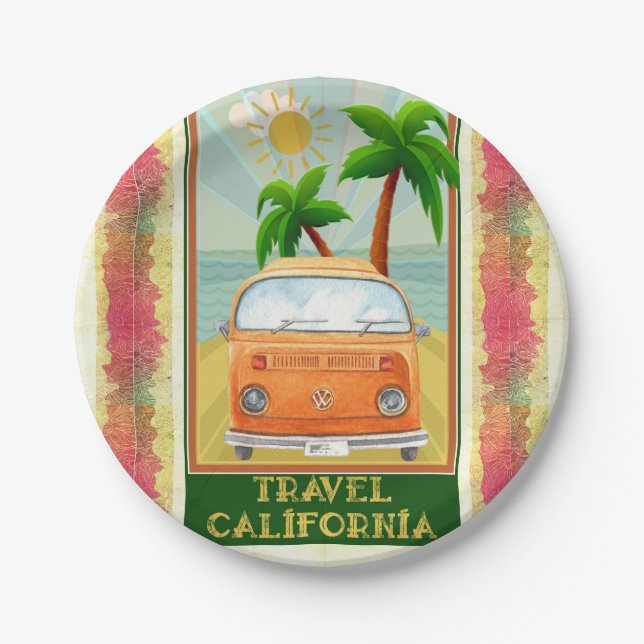Assiettes En Carton Poster : Plate-forme papier Travel California (Devant)