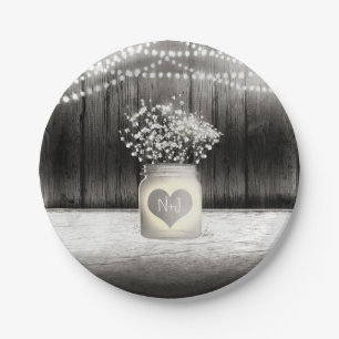 Assiettes En Carton Pot de fleurs en forme de coeur et baby's breath M