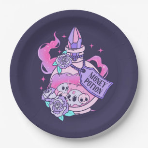 Assiettes En Carton Potion d'argent mignon rose potion d'Halloween bou