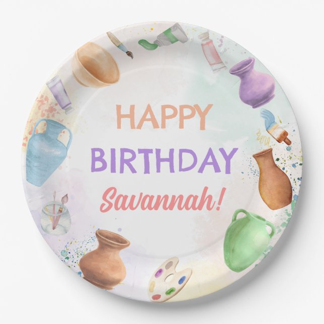 Assiettes En Carton Pottery Paining Party Birthday (Devant)