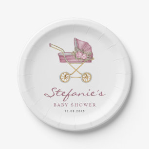 Assiettes En Carton Poubelle rose C'est un Baby shower fille