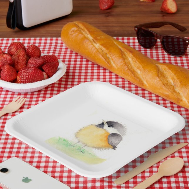 Assiettes En Carton Poulet d'aquarelle (Pique-nique)
