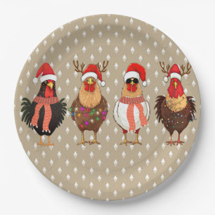 Assiettes En Carton Poulet de Noël avec plaques de papier lumineuses