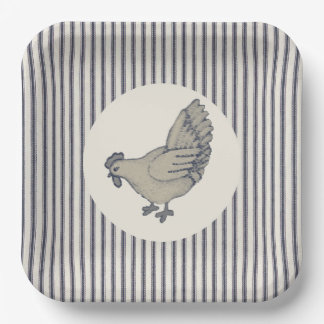 Assiettes En Carton Poulet vintage Et Bouton 