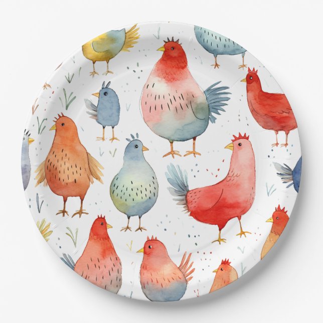 Assiettes En Carton Poulets d'élevage (Devant)