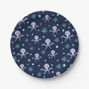Assiettes En Carton Poulpe sous la mer motif pour enfants