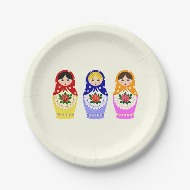 Assiettes En Carton Poupées russes d'emboîtement de matryoshka (Devant)