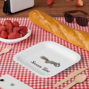 Assiettes en carton pour football écureuil