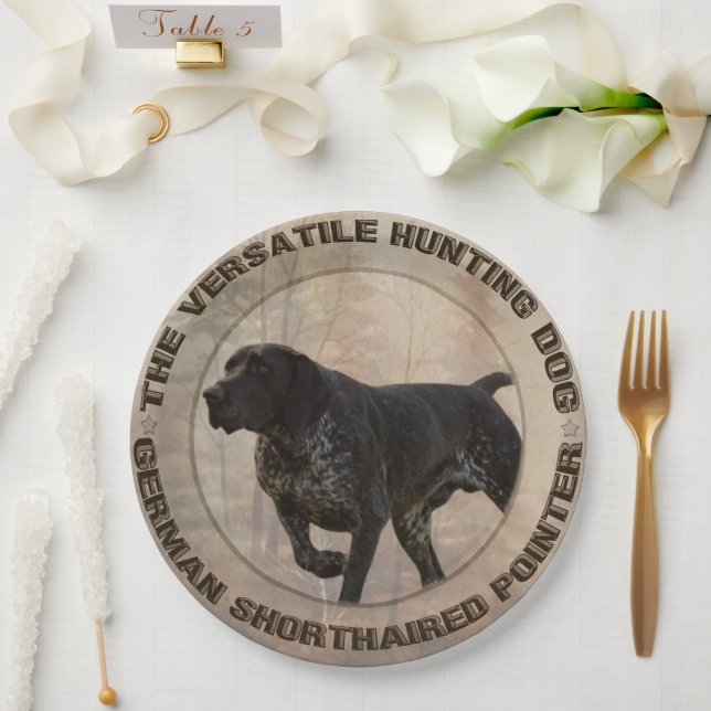 Assiettes en carton pour Pointer allemand à poil c (Mariage)