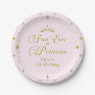 Assiettes En Carton Pour toujours une princesse Or Princesse 4e annive