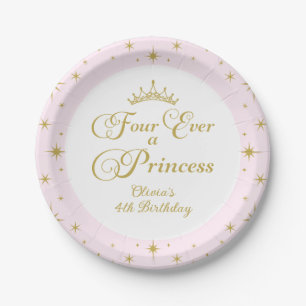 Assiettes En Carton Pour toujours une princesse Or Princesse 4e annive