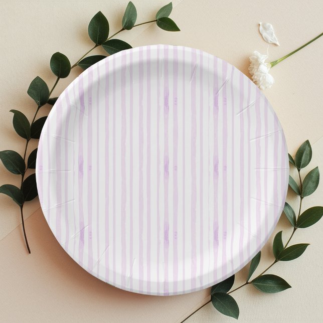 Assiettes En Carton Pourpre | Aquarelle violette striée (Créateur téléchargé)