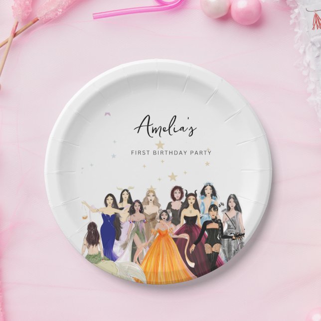 Assiettes En Carton Premier anniversaire, anniversaire fille, thème du (Créateur téléchargé)