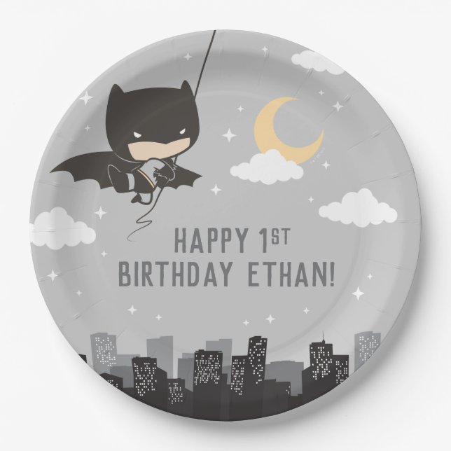 Assiettes En Carton Premier anniversaire de Batman Super Hero (Devant)