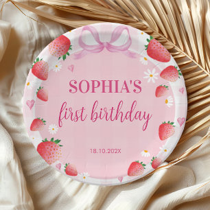 Assiettes En Carton Premier anniversaire de Berry à la fraise