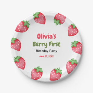 Assiettes En Carton Premier anniversaire de Berry à la fraise 1er anni