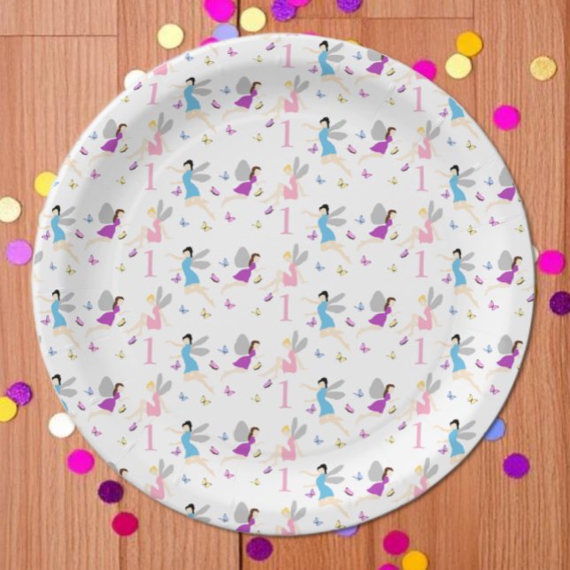 Assiettes En Carton Premier anniversaire de fée (Créateur téléchargé)