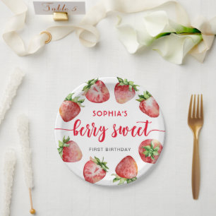 Assiettes En Carton Premier anniversaire de fraise Berry Sweet