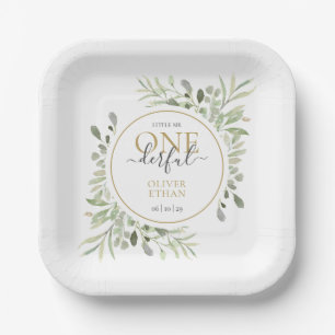 Assiettes En Carton Premier anniversaire de garçon Little Mr ONEderful