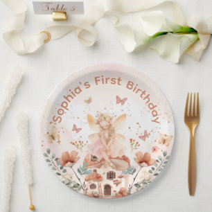 Assiettes En Carton Premier anniversaire de la fille aux champignons d