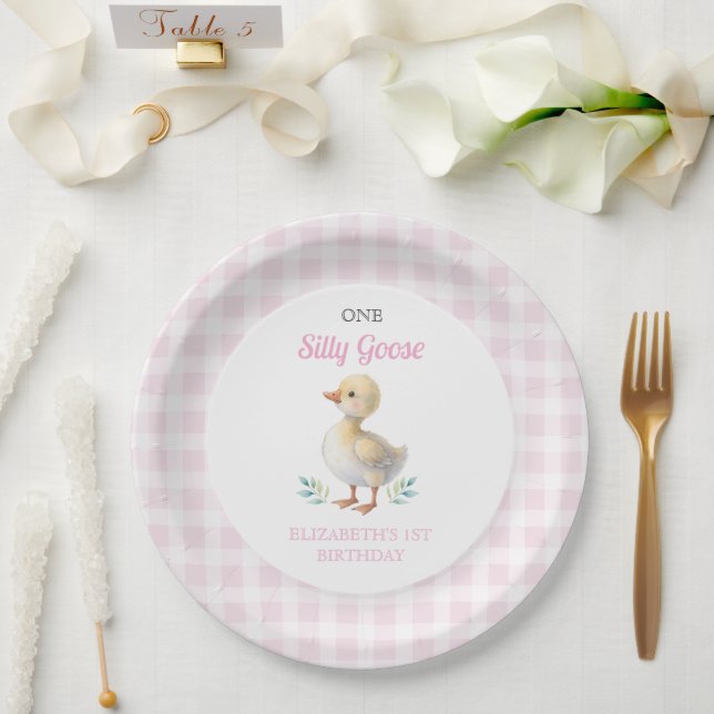 Assiettes En Carton Premier anniversaire de la fille d'un oie sotte ro (Mariage)