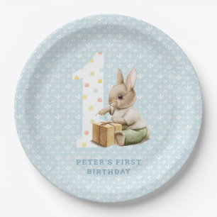 Assiettes En Carton Premier anniversaire de la mignonne Bunny