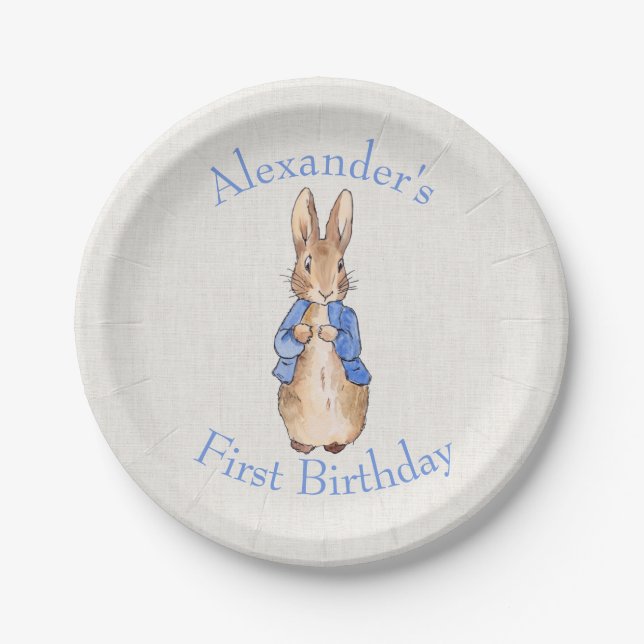 Assiettes En Carton Premier anniversaire de lapin classique (Devant)