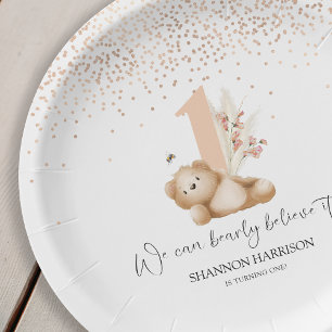 Assiettes En Carton Premier anniversaire de l'ours et de l'abeille