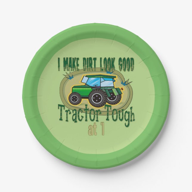 Assiettes En Carton Premier anniversaire de Tractor Tough (Devant)