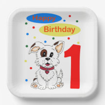 Premier anniversaire d'enfant Chiot mignon et conf
