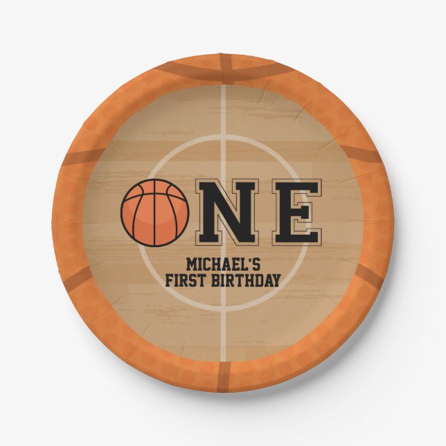 Assiettes En Carton Premier anniversaire du basket-ball (Devant)
