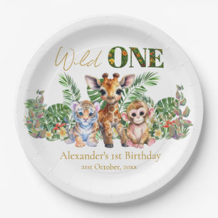 Assiettes En Carton Premier anniversaire personnalisé Animaux de la ju