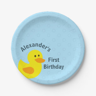 Assiettes En Carton Premier anniversaire personnalisé peu jaune migno