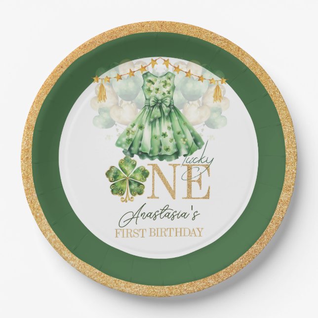 Assiettes En Carton Premier anniversaire St Patrick's Day Personnalisé (Devant)