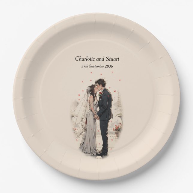 Assiettes En Carton Premier baiser (Devant)