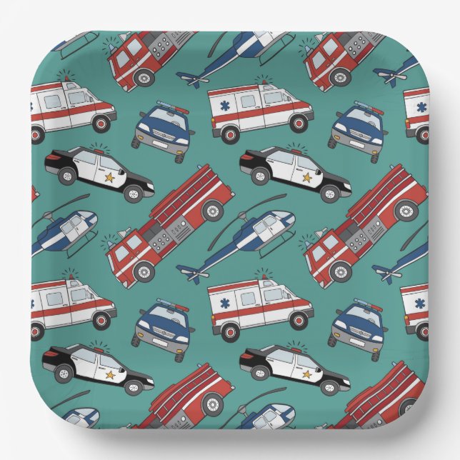 Assiettes En Carton Premier intervenant Médicale d'urgence Anniversair (Recto)