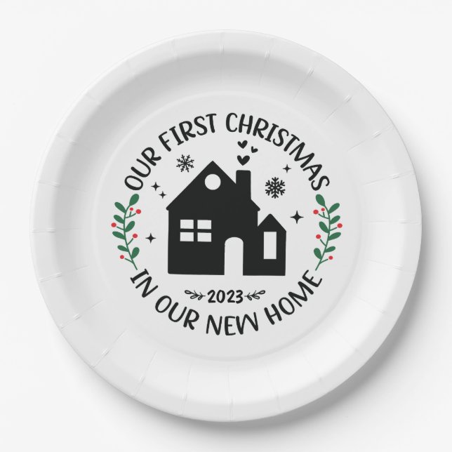 Assiettes En Carton Premier Noël Dans Nouvelle Maison Noël Personnalis (Devant)