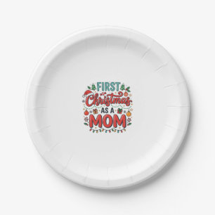 Assiettes En Carton Premier Noël en tant que maman, conception de vaca