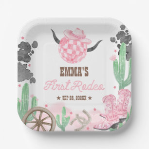Assiettes En Carton Premier Rodéo 1er Anniversaire Rose Bohème Far Wes