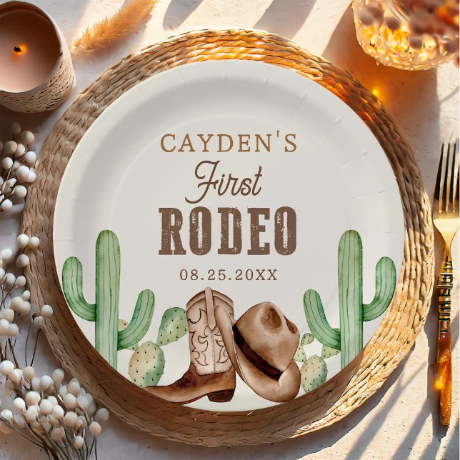Assiettes En Carton Premier Rodéo 1er Anniversaire Western Cowboy (Créateur téléchargé)
