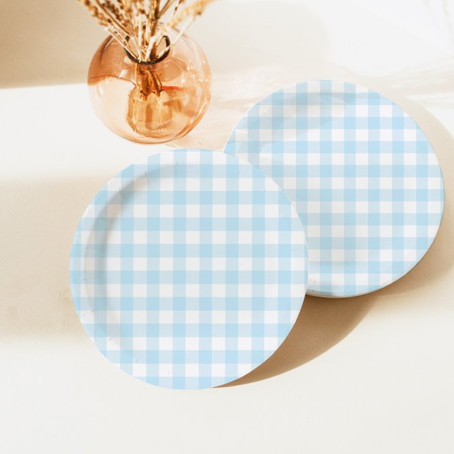 Assiettes En Carton Premier Rodéo Bleu Plaid Western Cowboy 1er annive (Créateur téléchargé)