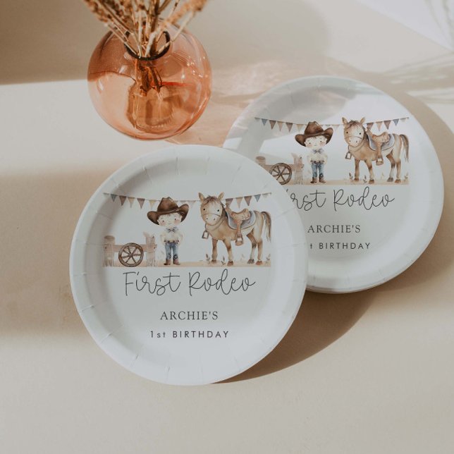 Assiettes En Carton Premier Rodeo Boy fête d'anniversaire (Créateur téléchargé)