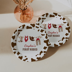 Assiettes En Carton Premier Rodeo Western Cowboy 1er anniversaire