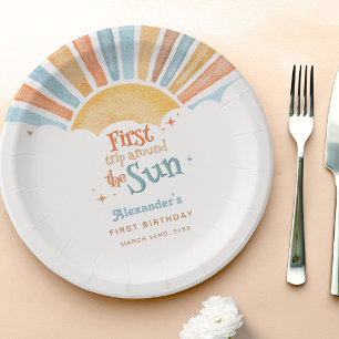 Assiettes En Carton Premier Tour Autour du Soleil Fête d'anniversaire 