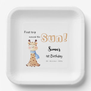 Assiettes En Carton Premier Tour Autour Du Soleil Girafe 1er Anniversa