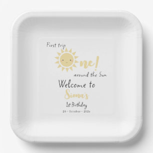 Assiettes En Carton Premier tour autour du Soleil Mignon 1er anniversa