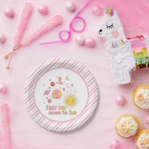 Assiettes En Carton Premier Voyage Autour De La Sun Girl 1st. Fête d'a