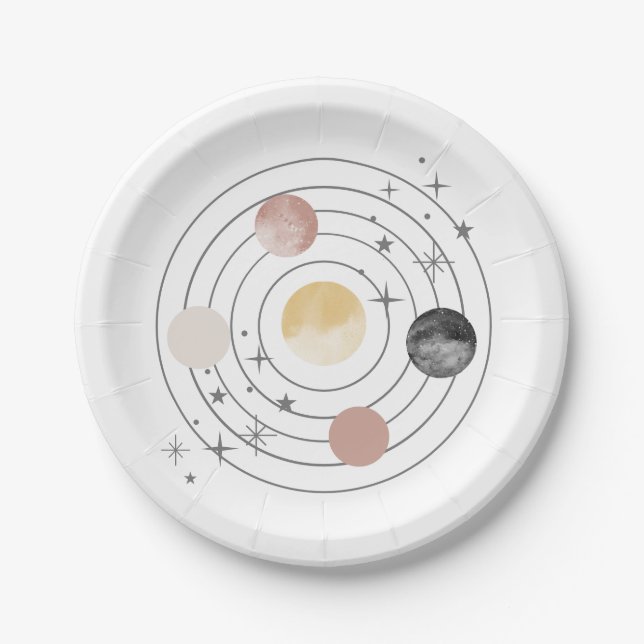 Assiettes En Carton Premier Voyage Autour De L'Espace Soleil (Devant)