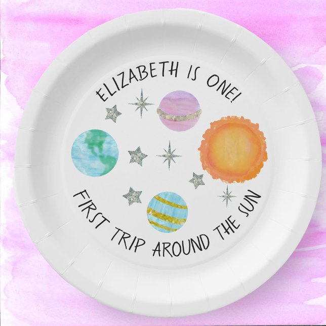 Assiettes En Carton Premier voyage autour des Plaques d'anniversaire d (Créateur téléchargé)